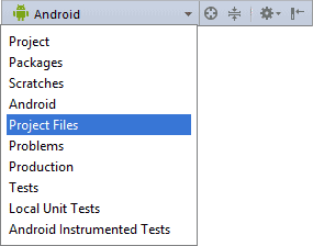 Android Studio explorer dropdown list