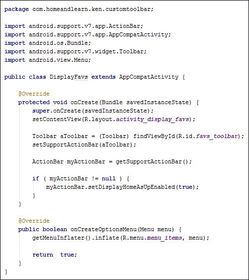 Using setDisplayHomeAsUpEnabled in Java code