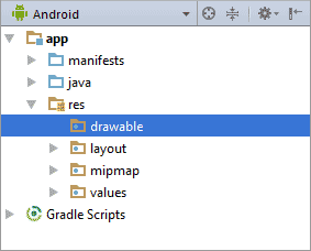 The drawable folder in Android Studio