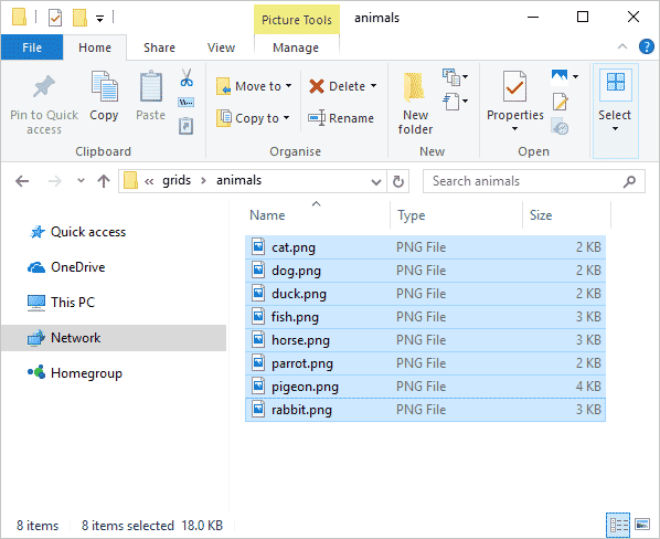 Copying project files