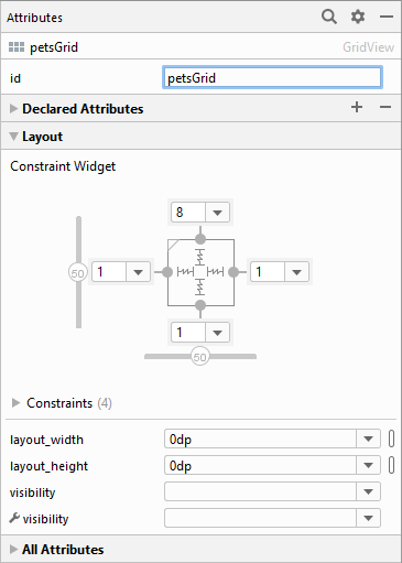 Android Studio 3 setting contraints