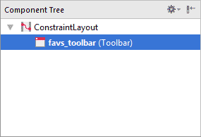 Component tree in Android Studio showing a Toolbar added