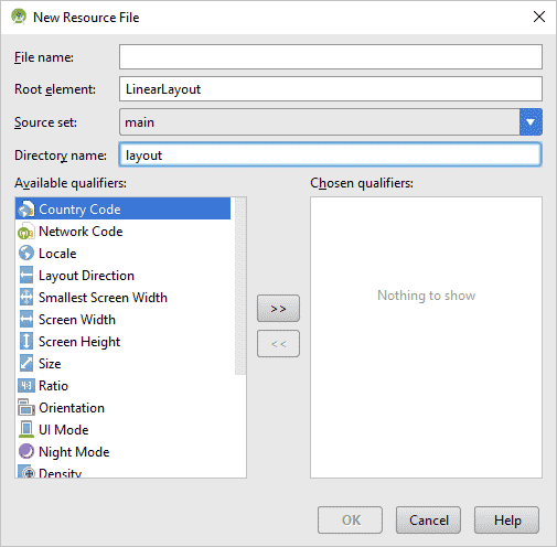Adding a new XML resource file in Android Studio
