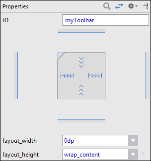 Android Studio properties area for a Toolbar