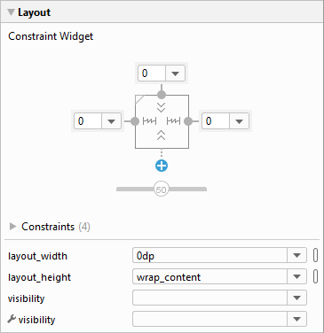 Android Studio properties area for a Toolbar in Android Studio 3