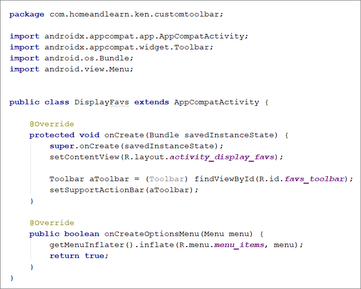 Java code to a launch a second Android Activity from a toolbar icon