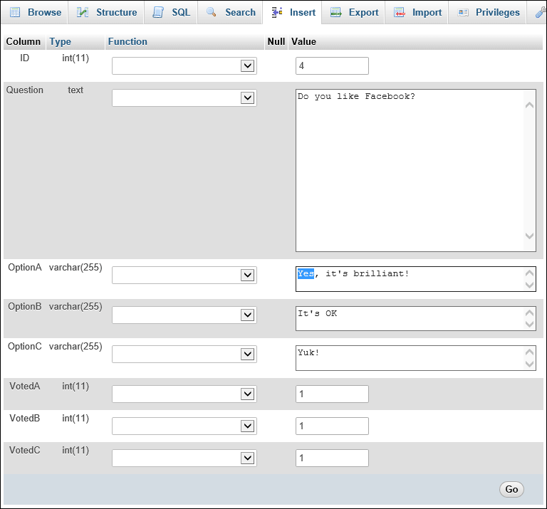 Edit a MySQL record