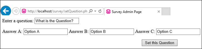 HTML form to add a question to the database